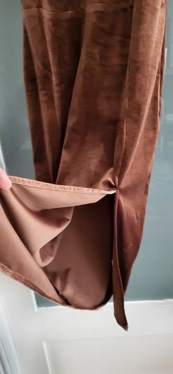 SAINT GENIES brown velour side slit dress Sz 12UK - Bnwt