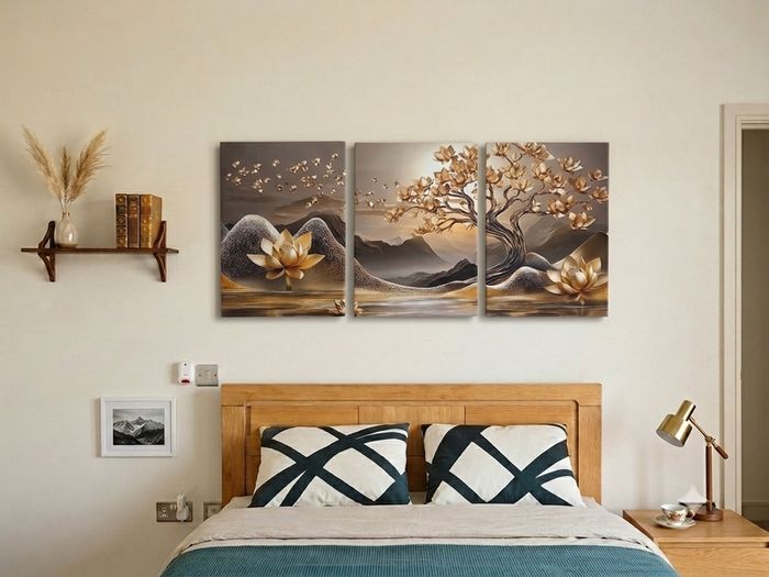 3 framed printed canvas 35x55cm each