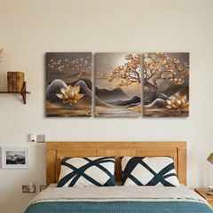 3 framed printed canvas 35x55cm each