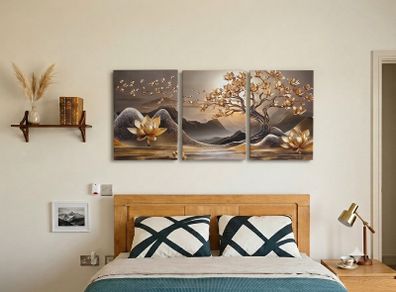 3 framed printed canvas 35x55cm each