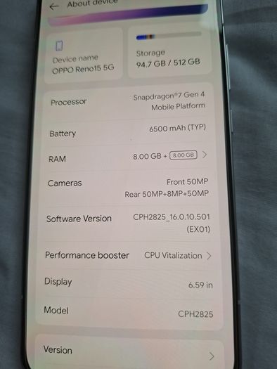 OPPO Reno 15 5G 512GB  Like New  2 Free Cases