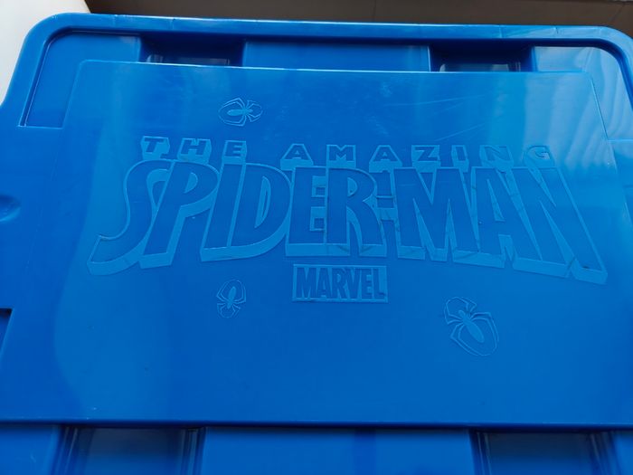 3 Large Stackable Spiderman toy boxes on wheels