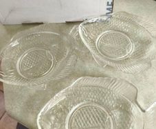 Vintage set of 3 fish shape glass serving plates, Fish plate, Nautical decor.