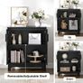 Sideboards for Living Room Black Kitchen Storage Cupboard Accent Cabinet with Adjustable Shelves, Magnetic Closure, Anti-tip Image 4