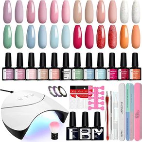 Gel Nail Polish Starter Kit, Phoenixy 12 Colours Soak off Gel Nail Polish Set with Nail Lamp 8ml Gel Nail Kit Shellac Nail Kit Gift Set for Women (FREE POSTAGE)