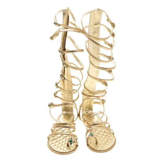 Chanel Gold Gladiator Sandals Size 40