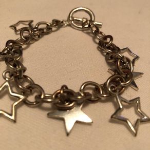 Heavy link chain bracelet with star charms