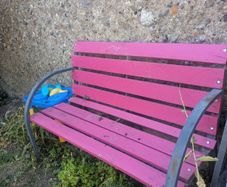 Pink garden bench