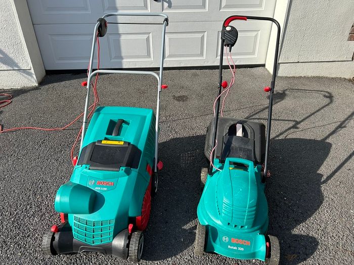 Bosch electric lawnmower & thatcher