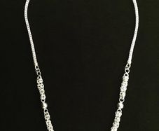 Premium Solid .950 Silver Intricate Byzantine & Ball Statement Chain