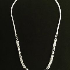 Premium Solid .950 Silver Intricate Byzantine & Ball Statement Chain