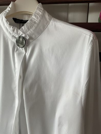 shirt Zara size large white blouse with grandfather frilled collar