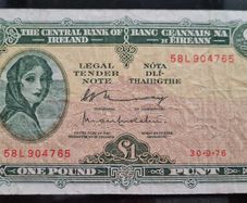 1976 Lady Lavery 1 pound banknote