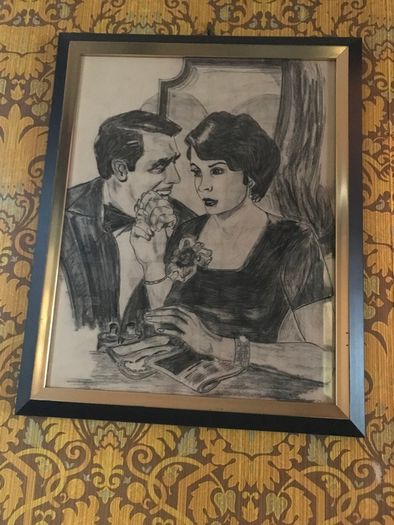 Mid century charcoal on board