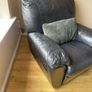 Black Leather Sofa with Recliner Back Image 6