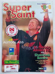 Very Rare 1999 St. Patrick's Athletics v Shamrock Rovers - League of Ireland Premier Division Programme