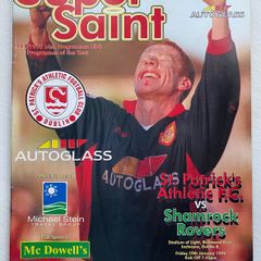Very Rare 1999 St. Patrick's Athletics v Shamrock Rovers - League of Ireland Premier Division Programme