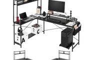 L-Shaped Computer Desk, 1.7m Reversible Corner Gaming Desk with Monitor Stand &amp; Movable CPU Stand, Modern Stylish PC Table Sturdy Work Workstation
