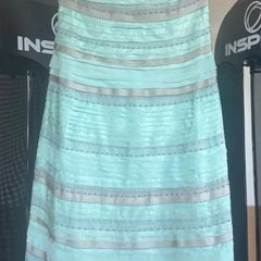 Coast Duck Egg Strapless Dress (Size 8)