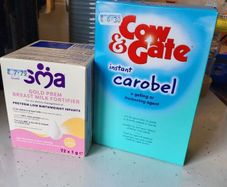 SMA Breast milk fortifier and Cow and Gate Carobel