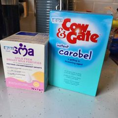 SMA Breast milk fortifier and Cow and Gate Carobel