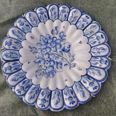 Blue and white wall plate