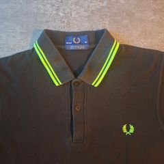 Fred Perry M12 Men's Polo Shirt Black Lime Green Made in England M