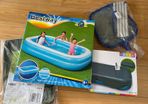 LARGE Inflatable Pool (262x175x51cm) + Pool Cover + Ground sheet + Pool Net Skimmer