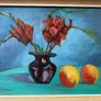 picture This mid-20th-century floral and fruit still life painting is signed S. Shaw in the lower left corner. Image 2