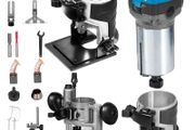 800W Max Torque Variable Speed 30,000RPM Compact Router with Collets 6.4 mm &amp; 9.5 mm 1 x Plunge Base &amp; 1 x Tilt Base 220V