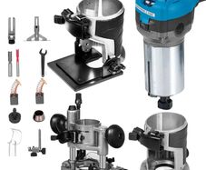 800W Max Torque Variable Speed 30,000RPM Compact Router with Collets 6.4 mm & 9.5 mm 1 x Plunge Base & 1 x Tilt Base 220V