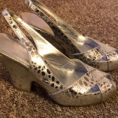 Silver Sandals Designer, Peeptoe Shoes