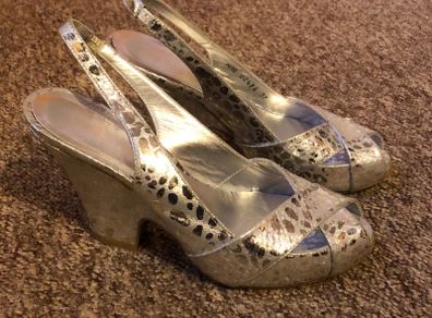 Silver Sandals Designer, Peeptoe Shoes