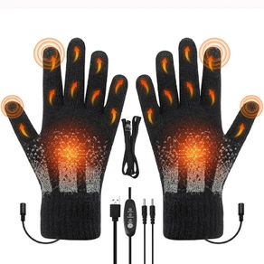 USB Heated Gloves for Men Women, 3 Levels Temperature Thermal Heated Mittens, Double-Sided Heating Hand Warmers Rechargeable, Washable Touch Screen Full Finger Electric Heated Gloves for Winter