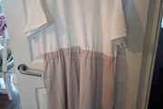 Cream and coffee colour dress