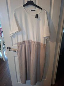 Cream and coffee colour dress