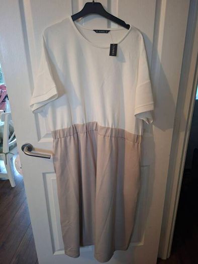 Cream and coffee colour dress