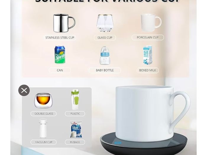 GARMEE Mug / Coffee / Cup Warmer w/ 2 Temperature Settings for Desk - Cocoa, Coffee, Tea, Milk, Hot Drinks