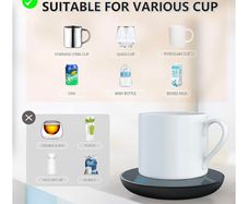 GARMEE Mug / Coffee / Cup Warmer w/ 2 Temperature Settings for Desk - Cocoa, Coffee, Tea, Milk, Hot Drinks