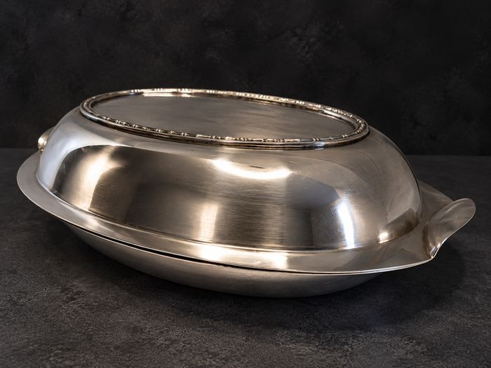 Vintage Silver-Plated Oval Serving Dish with Lid