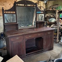 Solid wood dresser with mirror