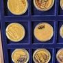European Union 1998 2000 Gold Plated Proof Coin Medal Lot of 12 in Mahogany Holder 40mm Image 8