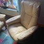 Ekornes Stressless Beige Leather 3-Seater Recliner Sofa Matching Armchair Made in Norway Image 5