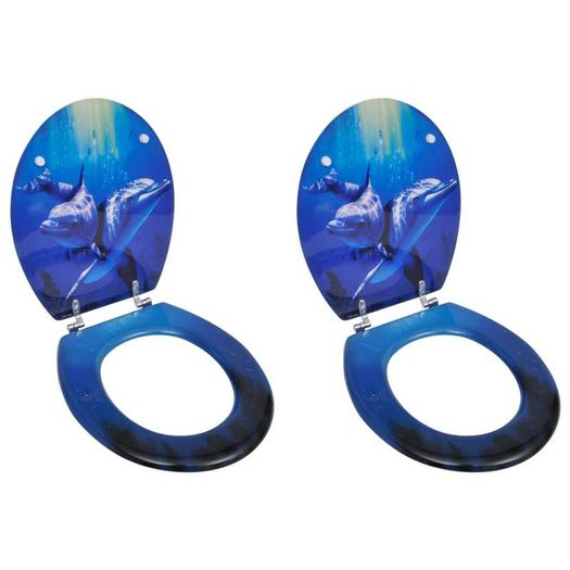 Toilet Seats with Lids 2 pcs MDF Dolphin