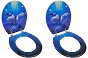Toilet Seats with Lids 2 pcs MDF Dolphin