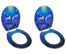 Toilet Seats with Lids 2 pcs MDF Dolphin