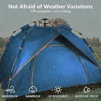 FREE P&P | Hydraulic Dome Tent Canopy for Camping Automatic Waterproof Tents 3-4 Person Canopy Easy to Set up and package BLUE