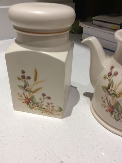 Vintage Marks and Spencer Harvest Design Tea pot and matching storage Jar