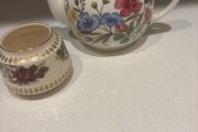 Vintage Sadler Sadler England ( Floral Herb Design) Perennial Flax and Free sugar bowl