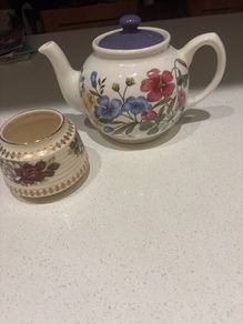 Vintage Sadler Sadler England ( Floral Herb Design) Perennial Flax and Free sugar bowl